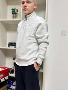 Áo nỉ cổ mở in logo Nike dành cho nam, màu trắng. - trắng - Xem 7