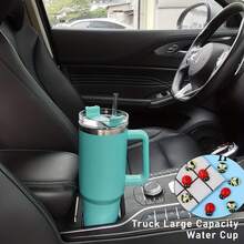 40oz Handled Straw Lid Insulated Tumbler, Reusable Vacuum Straw Cup, Double Wall Stainless Steel Vacuum Bottle, Portable Cup - Multicolor - View 7