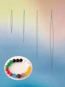 Set de 5 agujas curvas con cuentas, adecuadas para herramientas de fabricación de joyas DIY para principiantes, para pulseras y collares - Plateado - Ver 2