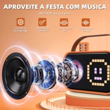 JYX D58 Máquina de Karaoke para Niños y Adultos, Mini Altavoz Portátil de Karaoke Bluetooth con 2 Micrófonos Inalámbricos - Naranja - Ver 2