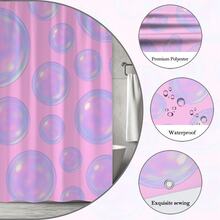 Cute Pink Bubble Shower Curtain S Bathroom Decor - White - View 4