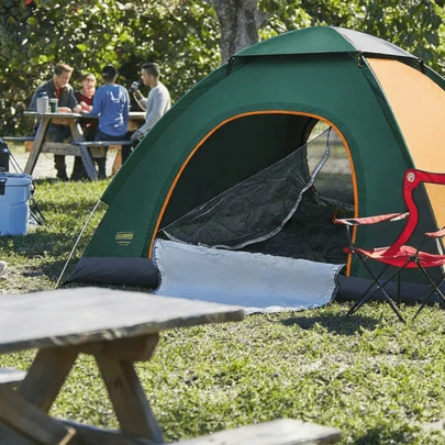 Instant Pop Up Camping Tent - Easy Quick Setup Waterproof Portable Outdoor Shelter For Family Hiking Beach In Orange Green