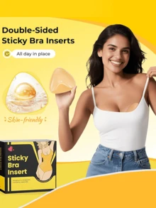 1 Pair Of Double Sided Self-Adhesive Bra Pads Double-Sided Sticky Bra Pads Inserts Ultra Instant Lift Bra Inserts Push Up Bikini Pad For Swimsuit Sports Bra,1 Pair Of Double Sided Self-Adhesive Bra Pads, Chest Pads Adhesive Pads, Reusable Padding Pads, Bra Bikini Invisible Thickened Chest Pads Waterproof For Swimming | 10 Nip Covers Free - 10 乳貼 - 查看 2