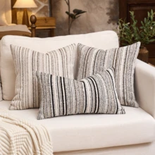 1 件装奢华装饰圈绒质感方形抱枕套，适用于沙发、客厅、卧室、农舍等场所，也可作为礼物赠送，不含枕芯。 - 黑色-米色 - 查看 7