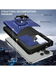 Compatible With IPhone 16 Pro Max/15 Pro Max/14 Pro Max/13 Pro Max/12 Pro Max/11 Pro Max/XS Max/7/8 Plus Phone Case With Card Slot + 360° Rotating Stand Military-Grade Drop Protection Phone Case + Ring Holder Series + Premium Craftsmanship + Full Phone Case Set, Compatible With Samsung S25U/S22/23/24+, OPPO, VIVO, Redmi Note 11/12 Pro - Blue - View 2