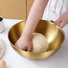 3 peças/1 peça Tigelas de Mistura de Aço Inoxidável Dourado com Marcas de Medição, Adequadas para Salada, Frutas, Massa, Fácil de Limpar, Tema de Feriado, Uso ao Ar Livre, Superfície de Metal Escovado, Tamanho Redondo 6,69", 7,48", 8,66" - Dourado - Visão 7