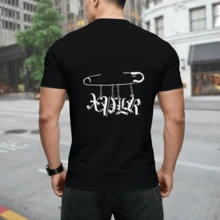 SamS And ColbyS Punk Pin Merch Short Sleeved T-Shirts For Men And Women, Pullovers, Round Neck Sportswear, Casual Wear - 黑色 - 查看 3