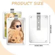 Clip photo de pare-soleil magnétique personnalisé en acrylique, accessoires de décoration murale pour photos de famille personnalisées, organisateur de tableau de bord de voiture, cadeau pour maman, mari, papa, décoration intérieure de voiture créative support d'affichage - transparent - Voir 3