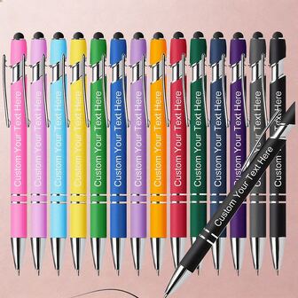 28pcs Personalized Ballpoint Pens Bulk, Custom Pens With Stylus Tip, Engraved Pens With Name And Logo, Suitable For Office, School, Colleagues, Teachers Personalized Gifts