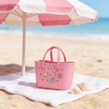 Barbie Large Capacity Tote Bag, Cute Sunshine Glitter Series Beach Bag, Kawaii Picnic Handbag, EVA Perforated Lunch Bag, Gift - Pink - View 5