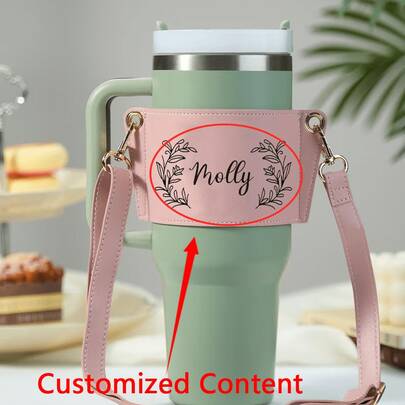 1pc Personalized New Water Bottle Handle Strap Holder, Fits Tumbler 12-64oz Wide Mouth Bottles, Thoughtful Gift For Couples On Valentine's Day. The Holder Features A Practical Card Pocket And Secure Snap Button, With Adjustable Strap Length And Movable Ring To Easily Meet Various Outdoor Dating, Walking, And Hiking Needs.