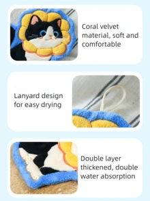 1条可爱猫咪造型多巴胺吸水性强、触感柔软的手巾，竖款设计节省空间，适合浴室和厨房装饰，色彩鲜艳，可用作浴室/厨房装饰布或厨房毛巾 - 彩色 - 查看 11