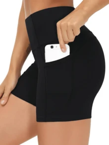 EBIOSVE 3 Pack Women's High Waist Biker Shorts 3" - Squat Proof Yoga Running Gym Shorts With Pockets - 3pcs(Mixed Color) - 查看 4