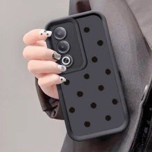 1pc Black Polka Dot TPU Shockproof Phone Case, Thick Anti-Slip Protective Cover Compatible With Huawei, Honor, Redmi, Galaxy S26, S26 Plus, S26 Ultra, - Black - View 3