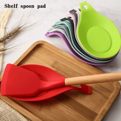 1 PC Spoon Holder Mat, Soup Spoon Holder Mat, Kitchen Utensil Holder Mat, Thermal Insulation, Creative Flavor Dish Holder Mat, Easy To Clean Spoon Holder Mat, Kitchen Spoon Holder Rack,Random Color