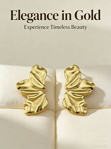 Stainless Steel Gold-Plated Ear Studs, Low Allergenic, Nickel-Free, Women's Exaggerated Ear Studs, Thick Gold Women's Ear Studs, Fashion Declaration Geometric Texture Lightweight Anti-Allergy Ear Studs, Retro Jewelry Dance Party Gifts, Women's Ear Studs, Fashionable Heavy And Unique Pendant Ear Studs, Women's Gold Earring Sets, Exquisite Gold-Plated Pendant Ear Studs, Anti-Allergy Ear Studs, Fashion Jewelry, Women's Gifts, Party Gifts - Multicolor - View 3