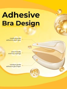 1 Pair Of Double Sided Self-Adhesive Bra Pads Double-Sided Sticky Bra Pads Inserts Ultra Instant Lift Bra Inserts Push Up Bikini Pad For Swimsuit Sports Bra,1 Pair Of Double Sided Self-Adhesive Bra Pads, Chest Pads Adhesive Pads, Reusable Padding Pads, Bra Bikini Invisible Thickened Chest Pads Waterproof For Swimming | 10 Nip Covers Free - 10 乳貼 - 查看 4