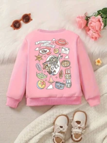 Disney Girls' Hoodie With Toy Story Cartoon Alphabet Double-Sided Design Fall/Winter Kids' Crewneck Hoodie The Perfect Long-Sleeve Top For Girls' Everyday Play, Ideal For School Or Shopping Outings. - 粉色 - 查看 3
