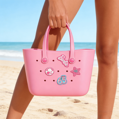 Barbie Large Capacity Tote Bag, Cute Sunshine Glitter Series Beach Bag, Kawaii Picnic Handbag, EVA Perforated Lunch Bag, Gift