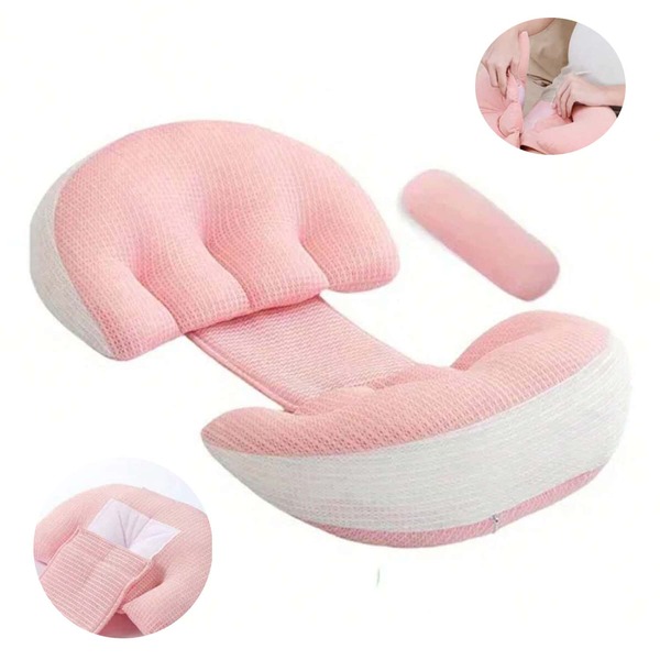 Almohada multifuncional de lactancia para mujeres embarazadas, con diseño en forma de U, funda extraíble y lavable, soporte para dormir de lado, diseño ergonómico, suave y cómoda, adecuada para el embarazo, el posparto, el descanso durante la lactancia y como almohada para la siesta en la oficina.