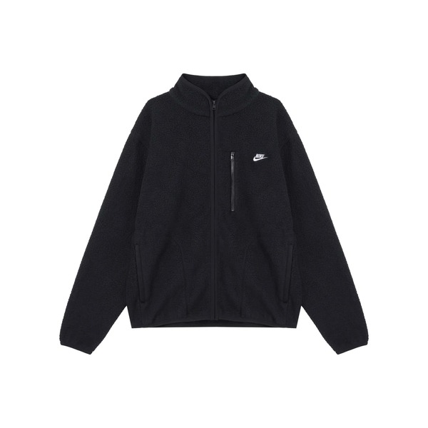 Nike 나이키 클럽 남성용 캐주얼, 스타일리시, 미니멀리스트 지퍼업 긴팔 플리스 재킷, 블랙