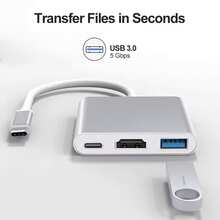三合一多功能 USB-C 3.1 高速适配器 | USB-C 3.1 高速传输 + 即插即用零延迟 | 兼容 Apple 15/16/17 系列 + S23 Ultra + 台式机/笔记本电脑 | 办公扩展/娱乐镜像双模式，必备的 3C 数字扩展工具 - 彩色 - 查看 4