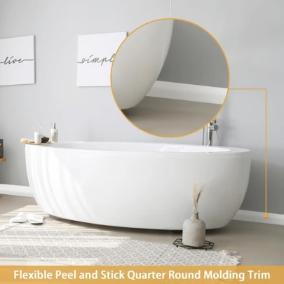 1 Roll 1m/2m/3 Meters PVC Wall Corner Trim, Self-Adhesive Cove Molding Bathroom Tile Edge Protector Decorative Strip, Easy Installation For Home