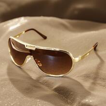 Unisex Sunglasses - Ultra UV Protection UPF4000 Level, Heavy Metal Frame Retro Pilot Glasses - Suitable For Outdoor, Driving, Construction - Includes Storage Box - Fashionable Street Style Essential,  Enthusiast's Choice - 金框黑色 - 查看 4