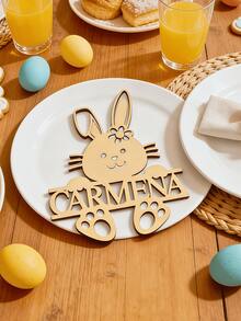Personalized Wooden Easter Bunny Place Cards + Custom Text Customizable Easter Table Setting Name Cards For Family Easter Brunch, Holiday Dinner Parties, Church Easter Events, Wedding Receptions, Baby Showers - Conventional - View 5