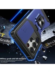 Compatible With IPhone 16 Pro Max/15 Pro Max/14 Pro Max/13 Pro Max/12 Pro Max/11 Pro Max/XS Max/7/8 Plus Phone Case With Card Slot + 360° Rotating Stand Military-Grade Drop Protection Phone Case + Ring Holder Series + Premium Craftsmanship + Full Phone Case Set, Compatible With Samsung S25U/S22/23/24+, OPPO, VIVO, Redmi Note 11/12 Pro - Blue - View 3