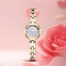 Orient 女士奢华玫瑰金手镯腕表，优雅水晶表盘石英腕表，珠宝礼品 - 白色 - 查看 5