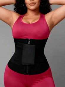 1pc Classic Drawstring Waist Belt, With Hook And Loop And Zipper Dual Closure Design, Cinches Waist To Create A Slender Silhouette - Multicolor - View 10