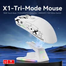ATTACK SHARK X1 Wireless Gaming Mouse With RGB Charging Dock, PAW3395 PRO Sensor Up To 40K DPI,53g Ultra Light Tri-Mode Computer Mice,1KHz Polling Rate 5 Programmable Buttons For WIN/ - Multicolor - View 3