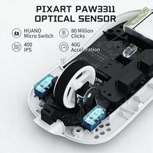 ATTACK SHARK X8SE 三模无线游戏鼠标 | 55克超轻 PAW3311 芯片 25000 DPI | 8000万次点击寿命 200小时电池续航 适用于PC/ - 彩色 - 查看 5