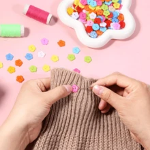 200pcs 1.2-1.5cm Mixed Color Small Flower Buttons, Suitable For Sewing, Knitting And Other Handicrafts; Colorful Resin Flower/Heart/Round/Star Shaped Double Hole Pink Sewing Buttons, Suitable For Clothing; Decorative Plastic Accessories, Suitable For Sewing, Clothing Accessories, Gifts, DIY Crafts, Scrapbooking, Handmade Sewing, Knitting, Dolls, Etc. - Multicolor - View 4