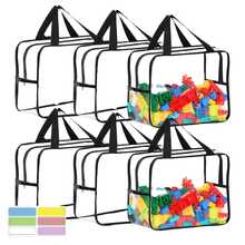 6 Pack Toy Storage Bags Toy Storage Organizer With Labels For Kids, Reusable Clear PVC Board Game Storage With Zipper, Waterproof Travel Bags For Building Blocks, Puzzles - Clear - View 1