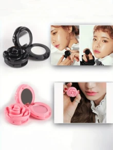 1pc Rose Petal Lipstick & Eyeshadow Palette, Lip Gloss Container, Lip Gloss Tube - Mini Rose Shaped Plastic Cosmetic Storage Box With Flip Cover, 6 Colors (Pink, Red, Brown Etc.), Suitable For Lipstick, Blush, Powder Etc. - Portable Travel Friendly Design, Decorative Cosmetics, Holiday Essential, Travel Makeup - Multicolor - View 1