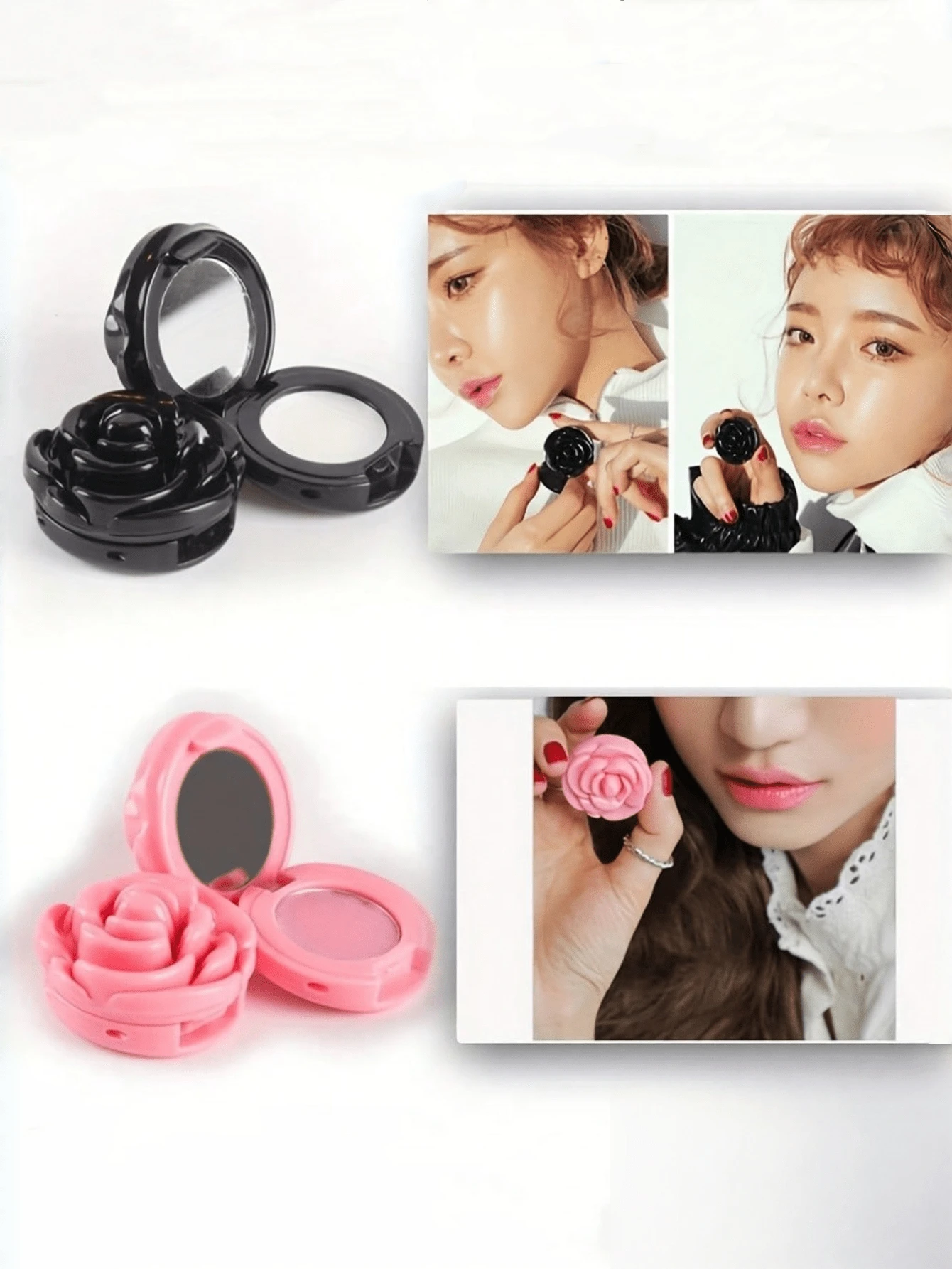 1pc Rose Petal Lipstick & Eyeshadow Palette, Lip Gloss Container, Lip Gloss Tube - Mini Rose Shaped Plastic Cosmetic Storage Box With Flip Cover, 6 Colors (Pink, Red, Brown Etc.), Suitable For Lipstick, Blush, Powder Etc. - Portable Travel Friendly Design, Decorative Cosmetics, Holiday Essential, Travel Makeup - Multicolor - View 1