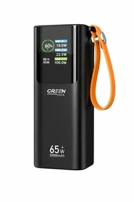 Kynley Sạc dự phòng 65W 20000mAh, sạc nhanh USB-C PD cho laptop, màn hình LED, cáp và đèn pin tích hợp, pin dự phòng công suất cao. ✅ Giao hàng trong 48-72 giờ - màu đen - Xem 1