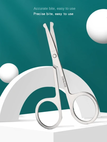 Rounded Tip Nose Hair Scissors, Eyelash Scissors, Eyebrow Trimmer, Stainless Steel Pointed Tip False Eyelash Makeup Scissors, Sewing Scissors For Home Use