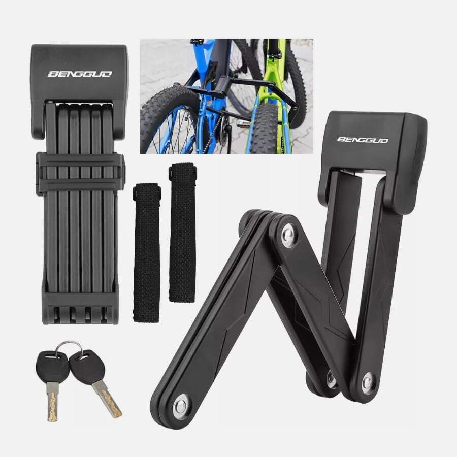 Folding Lock Bicycle Lock Combination Lock With Holder 2 Keys Motorcycles - A - View 1