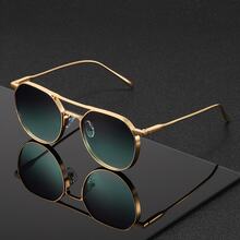 1 par de gafas de moda con doble puente y montura redonda, adecuadas para la playa, fiestas y combinar con atuendos, unisex - Multicolor - Ver 9