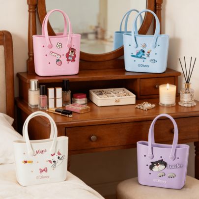 Series Cartoon Cute Hollow Lunch Bag, Summer EVA Beach Bag Basket, Women's Picnic Handbag, Stitch Lunch Box, Waterproof Tote Bag, Shopping Shoulder Bag, Gift