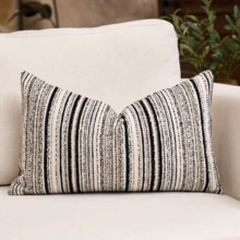 1 件装奢华装饰圈绒质感方形抱枕套，适用于沙发、客厅、卧室、农舍等场所，也可作为礼物赠送，不含枕芯。 - 黑色-米色 - 查看 4