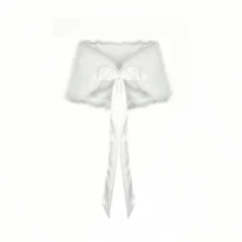 1件Y2K风格优雅仿毛皮披肩 | 可调节甜美领结，适合婚礼、宴会、派对、节日庆典等场合，冬季必备单品 - 彩色 - 查看 7