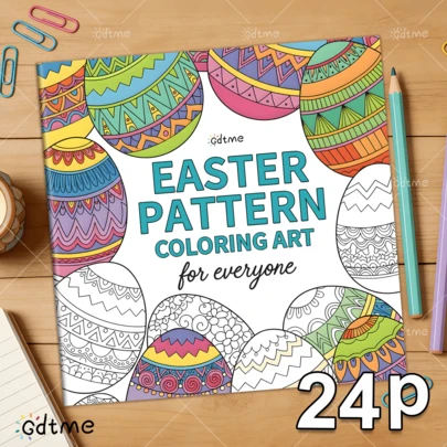 GDTME Happy Resurrection "24 Page Easter Coloring Book - Perfect Adult Gift, Suitable For Back To School Season Gifts, Easter, New Year, Birthdays, And Party Decorations, Adult Coloring Book, Party Gifts, Suitable For Adults Over 14 Years Old Painting Pattern Coloring Book