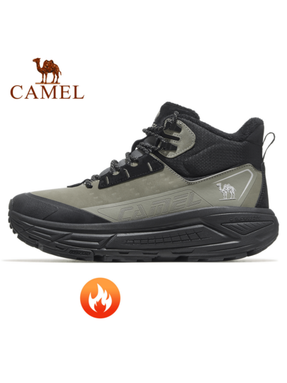 CAMEL CROWN 男士户外秋冬运动鞋，高帮休闲鞋，带保暖内衬
