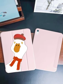 鸭子图案保护套，兼容 iPad 10.2 英寸、iPad (A16) 11 英寸第 11 代（2025 年）、iPad 第 9/10 代、iPad Air 第 4 代 10.9 英寸、Galaxy Tab S6 Lite 10.4 英寸、防摔、带笔槽、支持睡眠/唤醒功能，浪漫礼物。 - 粉色 - 查看 2