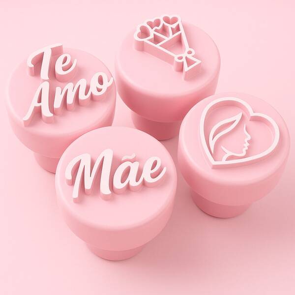 Kit Carimbos para Brigadeiro Docinho Dia das Mães com 4 Peças