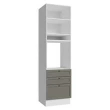 Mueble Para Horno Y Microondas Madesa Vik 60cm 3 Cajones BG - Blanco y Gris - Ver 10